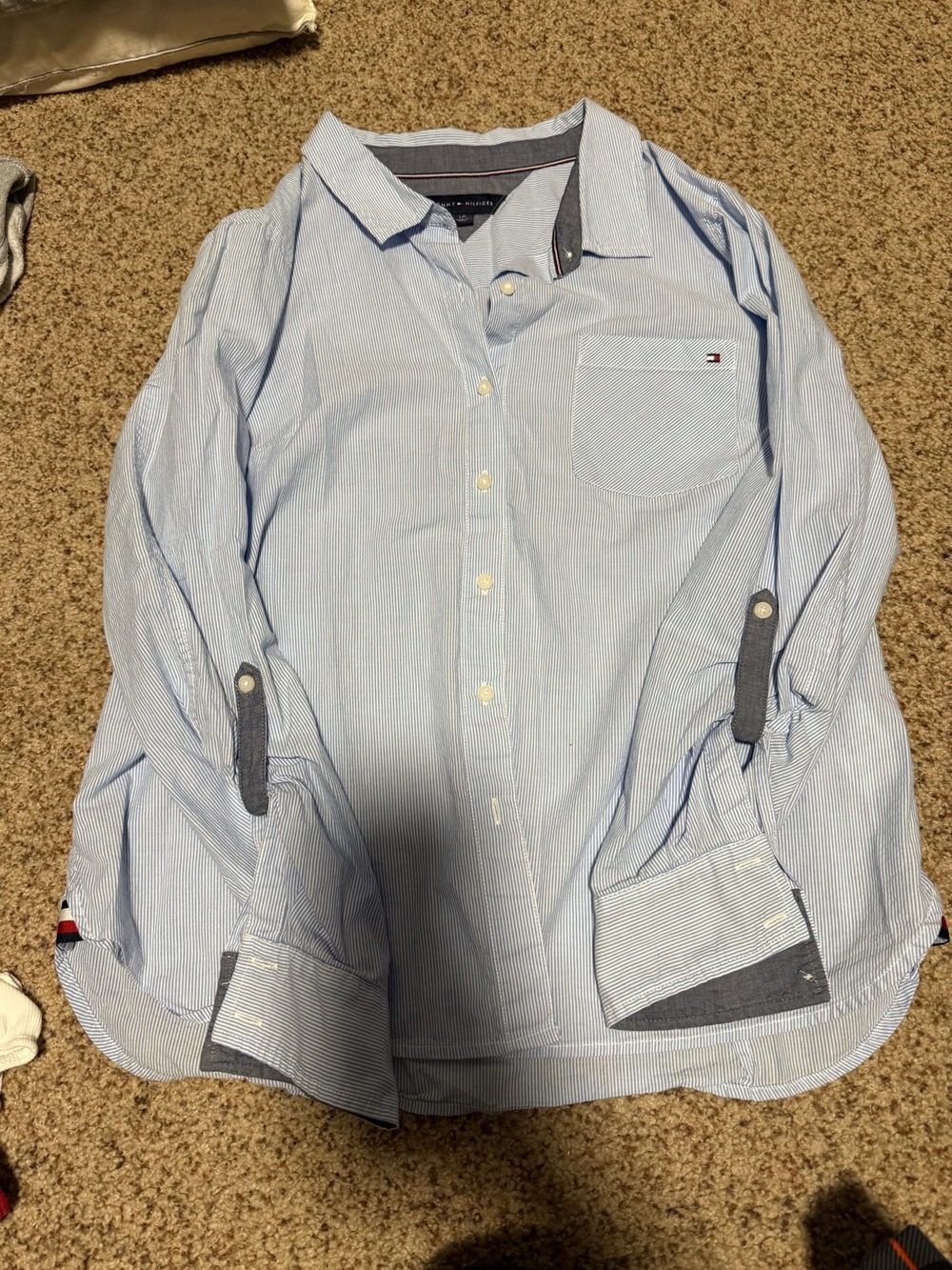 Tommy Hilfiger Light Blue Striped Men's Button-Down Shirt